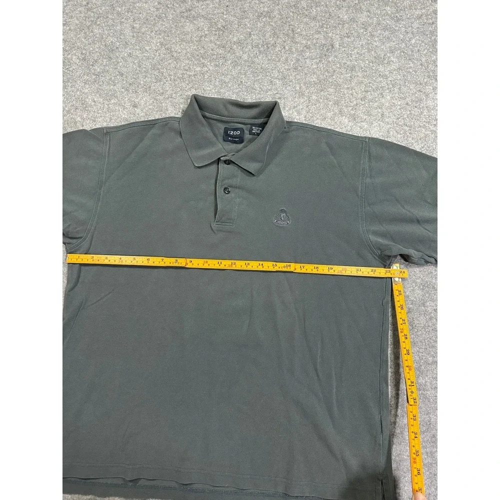 Izod Silk Wash Polo Shirt Men's Large Green 100% Cotton‎ Short Sleeve Pique